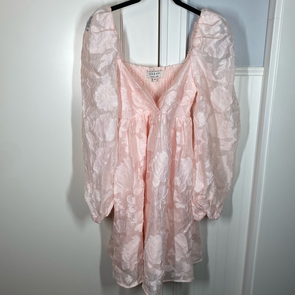 Sister Jane Pale Pink Puff Sleeve Mini Dress
